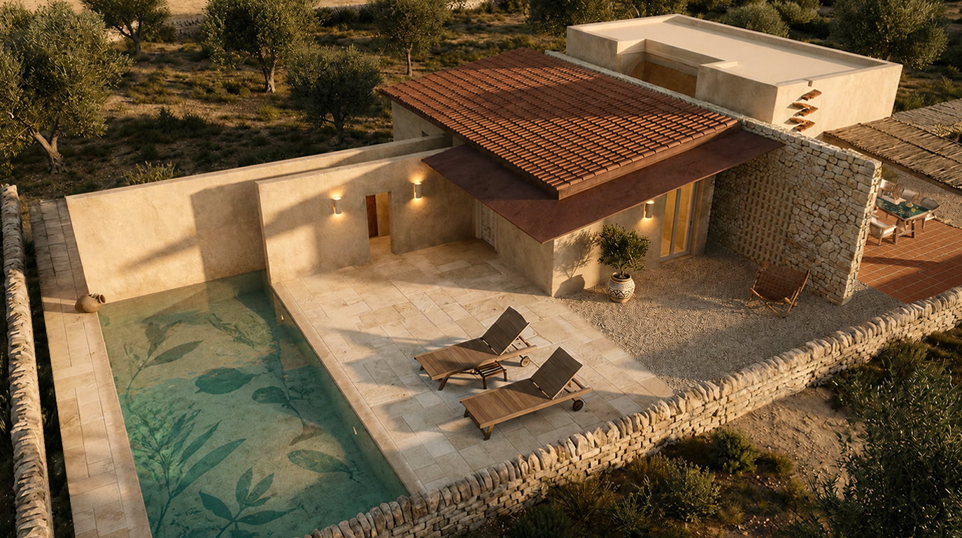 A selection of housing projects that illustrate our approach: a balance between tradition, local materials, and contemporary design.